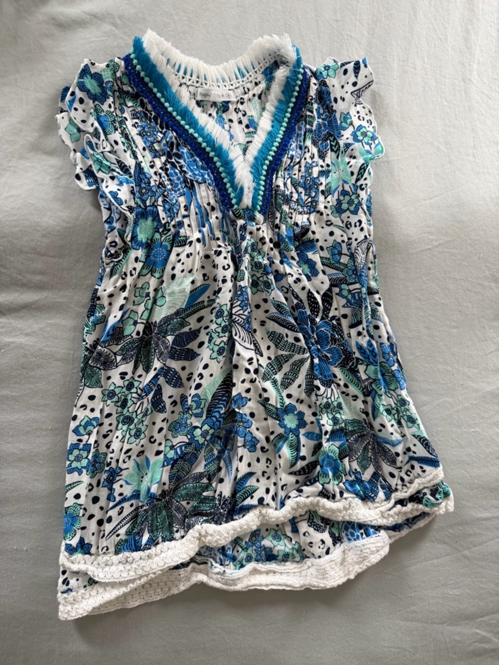 Poupette St. Barth Blue & Teal Floral V-Neck Tunic